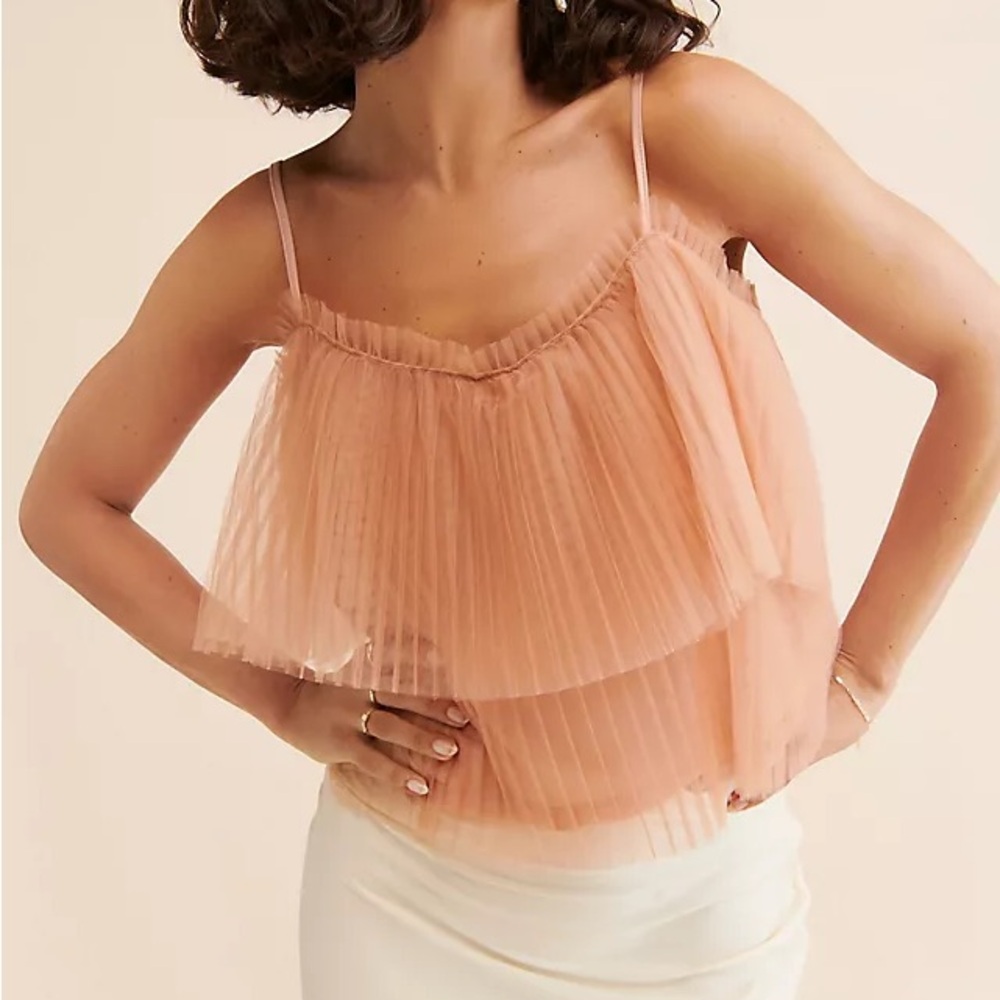 NWT Anthropologie Pink Pleated Ruffle Camisole